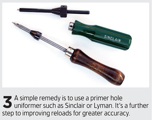 Check primer hole uniformity in bullets