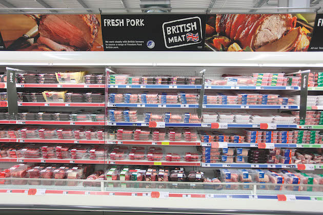 Meat counter in supermarket